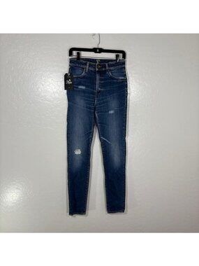 Prps Anglia Jeans Womens 27 Blue High Waist Skinny Distressed Denim Stretch